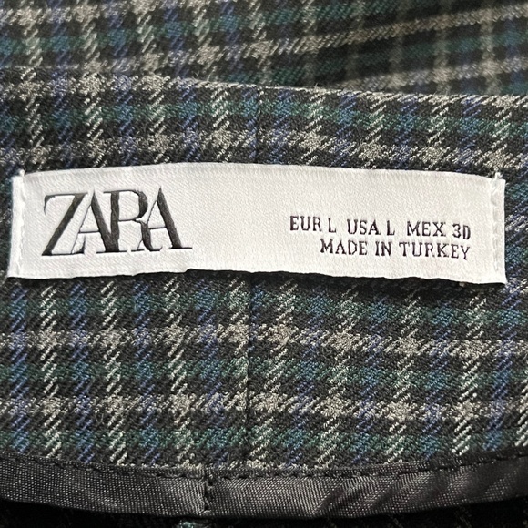 Zara Wide Leg Crop Front Tie Pleated Culotte Pants Plaid Size Large - Picture 6 of 8
